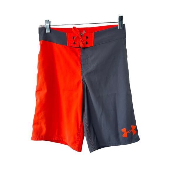 Under Armour Loose Fit HEATGear Orange & Gray Hydro Control Shorts Men's 26 - Picture 1 of 6